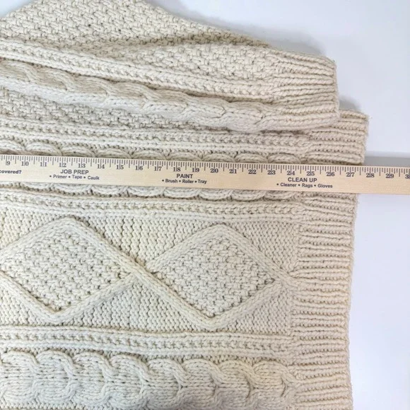 Artesania Lucita Cream Cable Knit Wool Sweater Mock Neck Chunky Fisherman - Picture 6 of 10